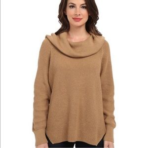 Michael Kors Waffle Cowl Neck Sweater Camel Chunky
